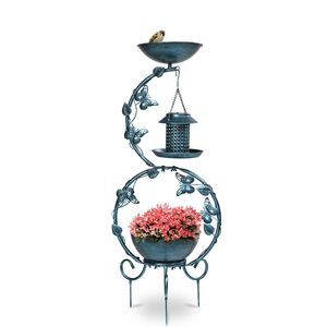 Comedero para Pájaros de Metal Resistente a la Intemperie de 37.8 Pulgadas, Combinado con Jardinera para Flores, Pedestal para Exteriores, Suministros de Calidad para Pájaros - Product Image 2