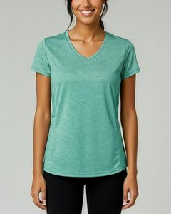 Camiseta Deportiva para Mujer, Cuello en V, Color Sólido, Absorbe la Humedad, Transpirable - Product Image 1