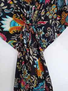 Robe kaftan en coton indien faite à la main, paréo de plage, coupe décontractée, kimono - Product Image 5