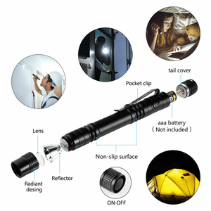 2 Pezzi Mini Torcia LED Portatile Nera/Bianca, Luce da Lavoro a Penna per Campeggio ed Escursionismo, Corpo in Lega di Alluminio, Materiale Plastico - Product Image 6