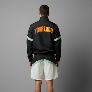 Custom Windbreaker Tracksuit Set Men Stand Collar <b>Zip</b> <b>Up</b> Jacket Matching Shorts Color Block Nylon Panel Streetwear Track Suit Se - Product Image 6