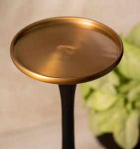 Modern <b>Black</b> Metal <b>Side</b> <b>Table</b> with Gold Top <b>Round</b> Design Indoor Home Decor Living Room Stand - Product Image 3