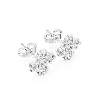 Luxury <b>Silver</b> Natural IGI Certified Geometric Diamond <b>Stud</b> Earrings Womens Fine Jewelry Party Gift - Product Image 2