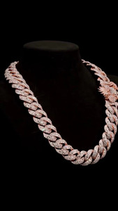 Gold Plated 925 Silver Moissanite Hiphop Link Chain <b>Statement</b> <b>Necklace</b> with Round Brilliant Cut for Men's Everyday Wear - Product Image 3
