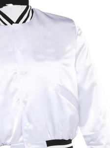Chaqueta Varsity de Seda Premium para Hombre, Cuello de Punto Acanalado, Chaqueta Letterman de Satén, Fábrica de Ropa con Etiqueta Privada Personalizada - Product Image 4