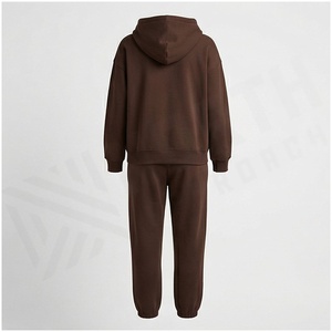 Conjunto de 2 Piezas de Sudadera con Capucha y Pantalones Deportivos de Felpa de Peso Medio 100% Algodón para Mujer, Estilo Vintage, para Otoño e Invierno - Product Image 2