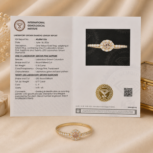 Anillo de Boda de Diseño Elegante en Oro Amarillo Sólido de 14 Quilates con Diamante Cultivado en Laboratorio y Morganita, Certificado IGI, Joyería de Lujo para Mujer - Product Image 6