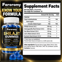 Complément Alimentaire OEM Blue Razz Shilajit Gummies Mélange de Champignons Botaniques 60 Gummies Complément Herbal pour Adultes