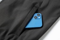 Blouson bomber noir pour homme, col montant, fermeture éclair, coupe décontractée, vêtement d'automne, couleur unie, extérieur en polyester