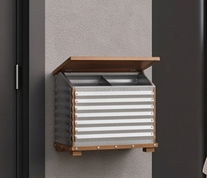 Boîte aux lettres en acier galvanisé avec dessus et base en bois, design autoportant durable, idéale pour le stockage de colis et de courrier au bureau. - Product Image 2