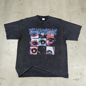 เสื้อยืดคอตตอนหนาน้ำหนักมาก สไตล์สตรีทแวร์ คอกลม ทรงโอเวอร์ไซส์ ขายส่ง เสื้อยืดลายพิมพ์ฟอกสี สำหรับผู้ชาย - Product Image 4
