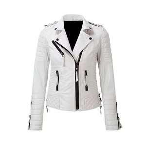Women's Sheep Skin Leather Jacket (<b>3</b> Colors) Biker Jacket with Zip Pockets Vintage Regular Coat Eco-Friendly for Winter - Product Image 1