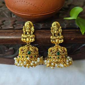 Vintage Diamond Pearl Zircon Hoop Earrings-Antique Jhumka Fashion Jewelry for Party Wedding Gift - Product Image 3