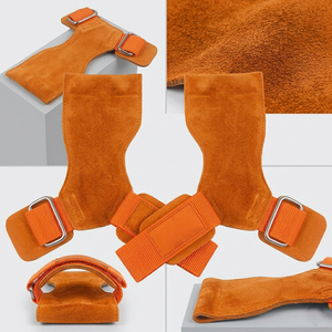 Leather Weightlifting Hand Grips with Protection Power-lifting Leather Grip Wrist Support Pull Up Leather Grip Unisex - Product Image 1