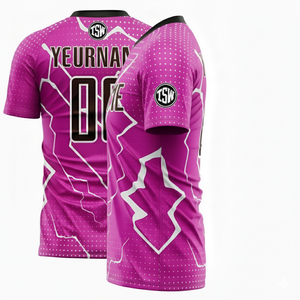 Camiseta de Fútbol Sublimada Morada para Hombre, Manga Corta, Cuello Redondo, Poliéster que Absorbe la Humedad, Ropa Deportiva, Patrón Geométrico - Product Image 4