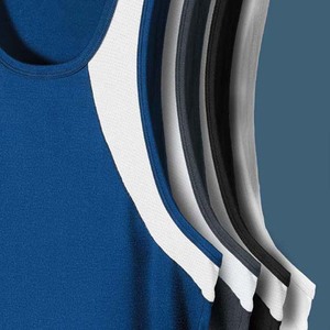 Camiseta Deportiva Azul sin Mangas con Cuello Redondo para Hombre, Chaleco de Punto de Secado Rápido, Color Sólido, Ropa Deportiva para Gimnasio y Entrenamiento - Product Image 5