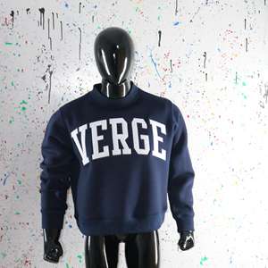 Sudadera VERGE Azul Marino con Cuello Alto, 100% Algodón, Apliques Bordados Blancos, Sudadera de Cuello Ancho, CLUSH SPORTS - Product Image 1