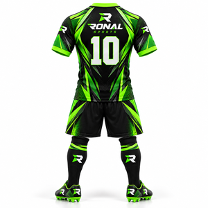 Tenue de football, vêtements de sport, 100% polyester, meilleure qualité, manches courtes pour hommes, tissu en maille respirant, couleurs tendance, logo du fournisseur - Product Image 2