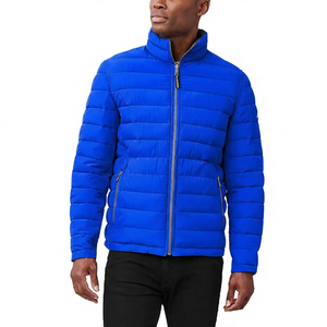 Men's Red Jacket Stand Collar Zipper Closure Windproof Casual Winter Wear Regular Fit Polyester Wadding - Product Image 2