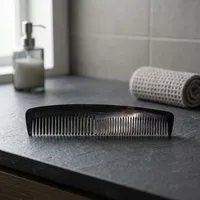 Peigne de Luxe Professionnel Anti-Statique Démêlant en Corne de Buffle Faite à la Main, Forme Feuille, Écologique et Naturel pour Soins Capillaires