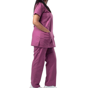 Ensemble de blouses médicales Solid Trader pour les professionnels de la santé, pantalon à taille élastique, haut à col en V, uniforme d'hôpital - Product Image 2