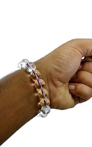 <b>Men</b> and Women Handmade Feng Shui Clear Crystal Obsidian Round Stone <b>Beads</b> Round <b>Bracelet</b> 8-10mm Size Fashion Jewelry Energy - Product Image 2
