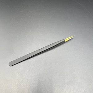 Pinzas para Pestañas Negras Delgadas y Rectas, de Acero Inoxidable, Precisión, Punta Fina Recta, Ligeras, para Aislamiento - Product Image 1