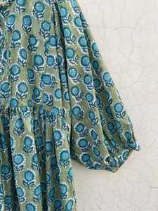 Vestido Maxi con Estampado Floral para Mujer, Estilo Boho, Corte Holgado, Manga 3/4 Abullonada, Cuello con Lazo, Vestido Maxi de Algodón Tejido Informal de Verano - Product Image 5