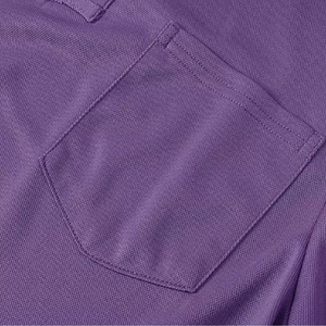 Men's Purple Short Sleeve Oxford Polo Shirt With <b>Chest</b> Pocket Casual Style Solid Color Woven Fabric - Product Image 2