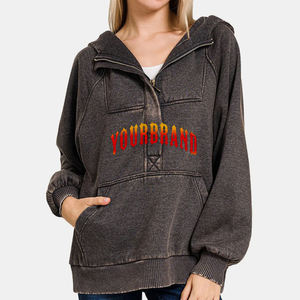 Sweat-shirt à capuche oversize pour femme, style streetwear, délavé à l'acide, vintage, avec logo frontal, haute qualité - Product Image 6