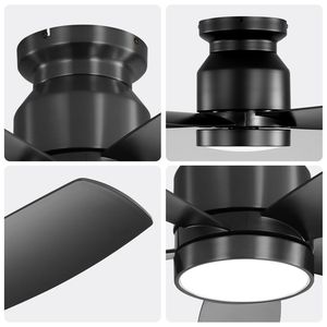 42-Inch <b>Flush</b> <b>Mount</b> <b>LED</b> <b>Ceiling</b> Fans with 22W <b>LED</b> <b>Light</b> and Remote Control 5 ABS Blades for Bedroom - Product Image 4