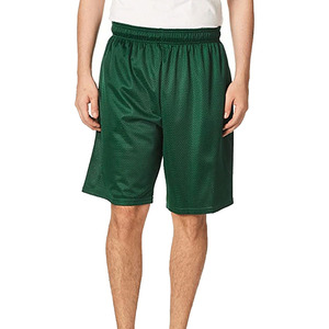 Pantalones Cortos Bermuda de Malla Verde para Hombre, Cintura Elástica, Transpirables, Casuales, Deportivos, de Color Sólido, Estilo Tejido de Poliéster - Product Image 1