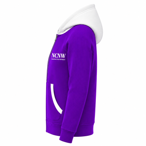 Sudadera con capucha y cremallera completa para mujer NCNW Sorority, color marrón claro con contraste, manga larga, letras griegas bordadas, estilo casual - Product Image 5