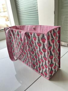 Bolsa de Mano de Algodón con Estampado Floral Rosa, Cierre de Cremallera, Bolsillos Interiores Ligeros, Estilo Bohemio Vintage para Mujer, para Viajes de Invierno y Compras - Product Image 3