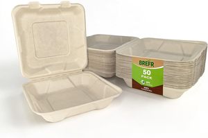 Biodegradable BPA Free Bagasse Clamshell Food Container Lid 30 Oz Takeaway Compostable Eco Friendly Disposable Salad <b>Lunch</b> <b>Box</b> - Product Image 2