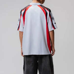 Camiseta de Fútbol de Manga Corta con Cuello en V para Hombre, Negra, Blanca y Roja a Rayas, de Poliéster que Absorbe la Humedad, Ropa Deportiva de Corte Regular - Product Image 4