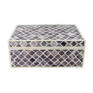 Caja de joyería de terciopelo negro con incrustaciones de nácar, diseño único, caja decorativa azul, diseño floral con incrustaciones, hecha a mano - Product Image 2