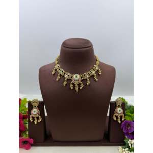 Indian Ethnic Nalini Heritage <b>Gold</b>-Plated Steel Bridal Necklace & Earring <b>Set</b> - Product Image 2