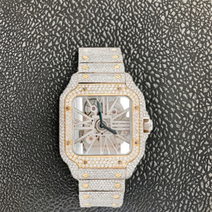 <b>Skeleton</b> Luxury Timepiece Men's Luxury Iced Out Mechanical <b>Watch</b> Waterproof Square Fully Encrusted - Product Image 1