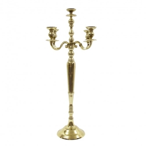 Luxury <b>Tall</b> 80 cm Gold Plated 5-Branch Metal Candelabra Stand - Classic Vintage Decorative <b>Table</b> Centerpiece for Weddings. - Product Image 1