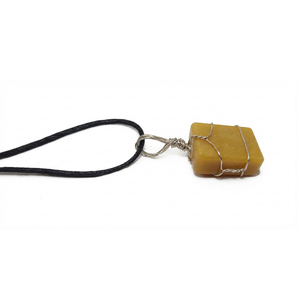 Collier pendentif en pierre de cristal de quartz jaune naturel rectangulaire en gros - Bijoux en pierres précieuses faits à la main avec fil enroulé - Product Image 1