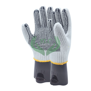 ถุงมือนิรภัยทำจากผ้าฝ้ายสำหรับงานทำมือถุงมือพีวีซีแบบเจาะรู - Product Image 4