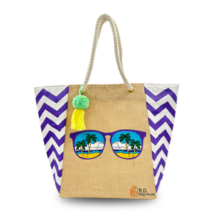 กระเป๋าผ้าปอกระเจาเคลือบ LD |   กระเป๋าหิ้วทรงสวยรักษ์โลก Juco Gusset พร้อมหูหิ้วเชือก พิมพ์ลายสวยงาม เหมาะสำหรับการเดินทางไปเที่ยวชายหาด - Product Image 2