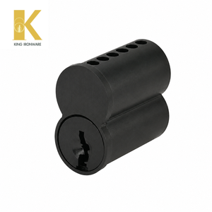 Cylindre de serrure de porte en laiton, plusieurs options de cannelures, noir mat, 6 cannelures en J, SFIC, pour la sécurité des bâtiments commerciaux - Product Image 1