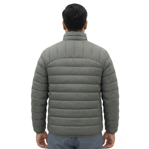 Chaqueta Acolchada con Capucha para Hombre, Color Gris, Transpirable, Resistente al Viento, Cierre de Cremallera, Ropa Casual de Invierno, Relleno de Poliéster/Nailon, Corte Holgado - Product Image 2
