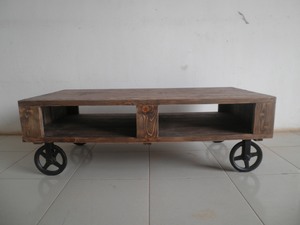 Coffee <b>Table</b> Palette with Metal Castor Industrial Design Storage Modern Apartment Living Room Furniture - Product Image 2