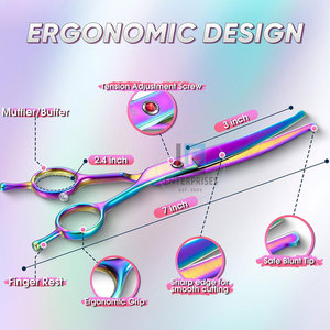 Multi Colors High Quality Stainless Steel Curved Pet Grooming <b>Scissors</b> Eco-Friendly Durable - Product Image 3