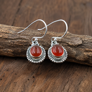 Pure 925 Sterling Silver Carnelian Dangle <b>Earrings</b> Handmade Boho Gemstone <b>Hook</b> <b>Earrings</b> Vintage Women Jewelry Christmas gift mom - Product Image 4