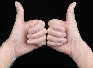 <b>Powder</b> Free Medium and Large Clear Exam PVC Disposable Vinyl Gloves 24CM Smooth <b>Texture</b> General Purpose - Product Image 2