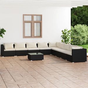 Set Lounge da Giardino in Rattan Nero Crema, Arredamento da Esterno con Oltre 10 Posti a Sedere, Design Contemporaneo - Product Image 1